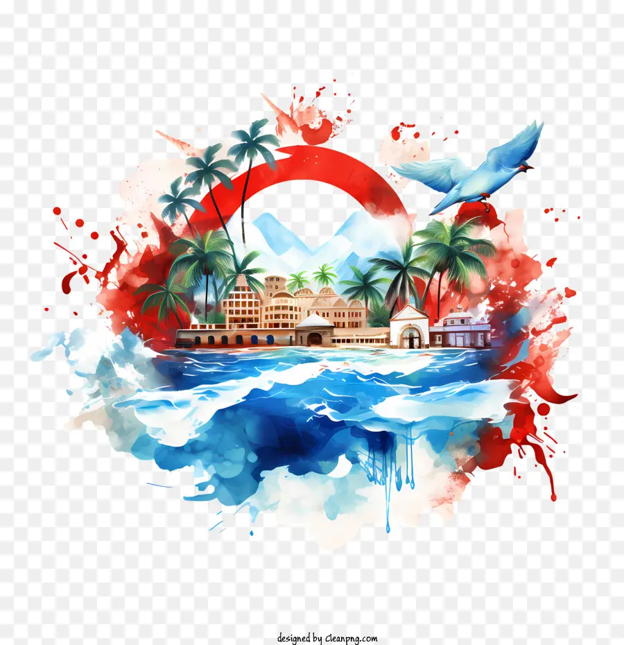 Dia Da Independência Da Costa Rica，Pintura Em Aquarela PNG