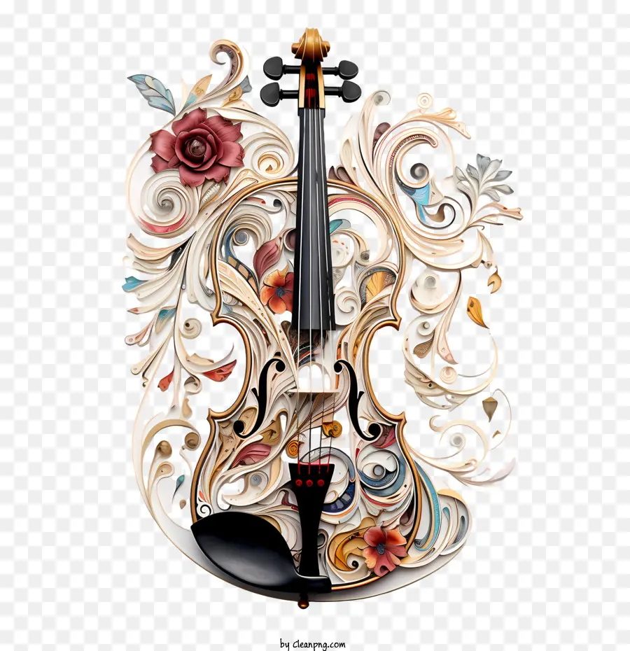 Dia Do Violino，Design Floral PNG