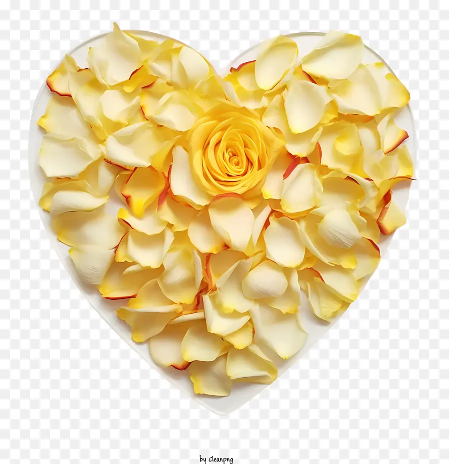 Pétalas De Rosa Amarelas，Forma De Coração PNG