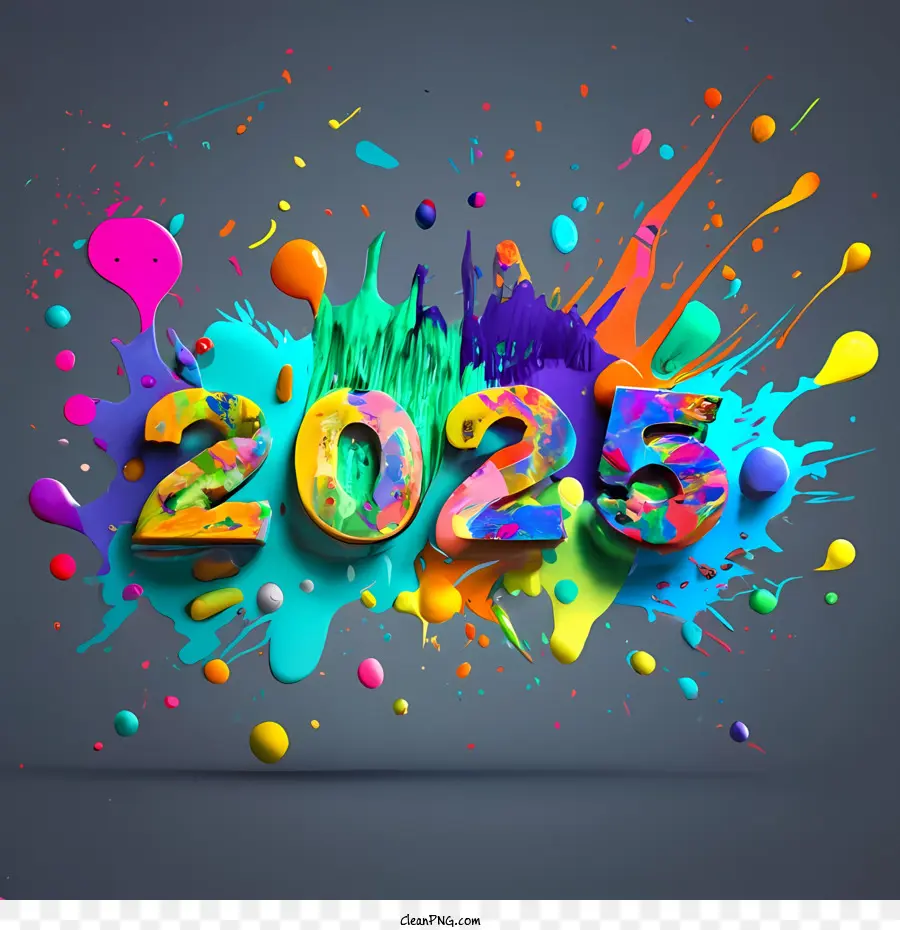 2025 Feliz Ano Novo，2025 Word Art PNG