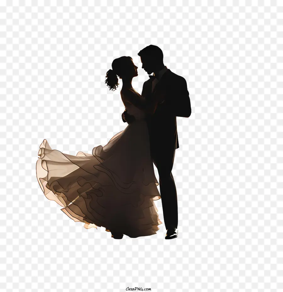 Silhueta De Casal De Noivos，Casamento PNG