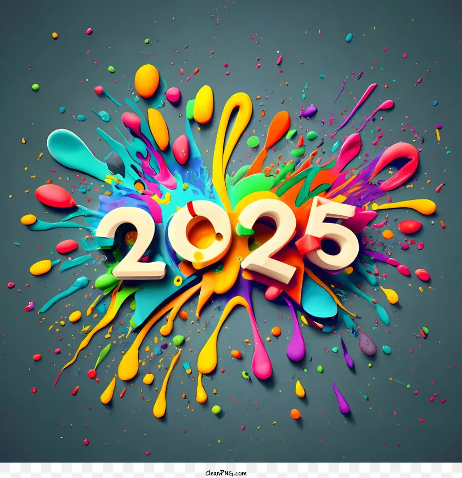 2025 Feliz Ano Novo，2025 Word Art PNG