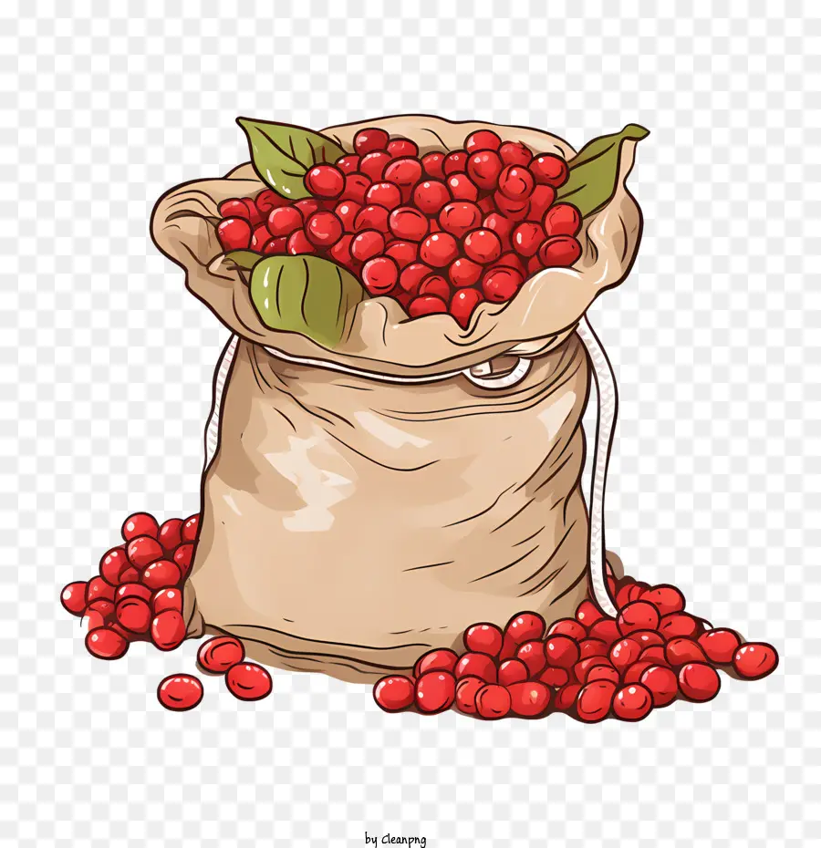 Grãos De Café，Sacos De Frutas Vermelhas PNG