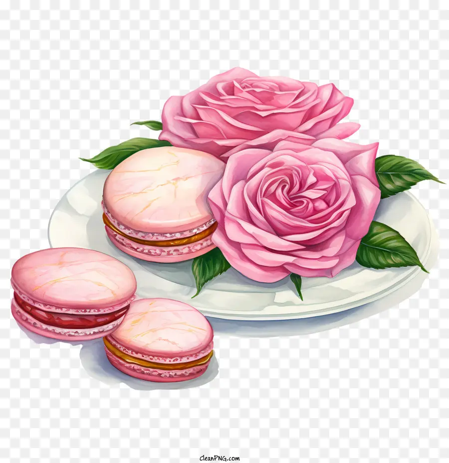 Macaroon Dia，Rosas Cor De Rosa PNG