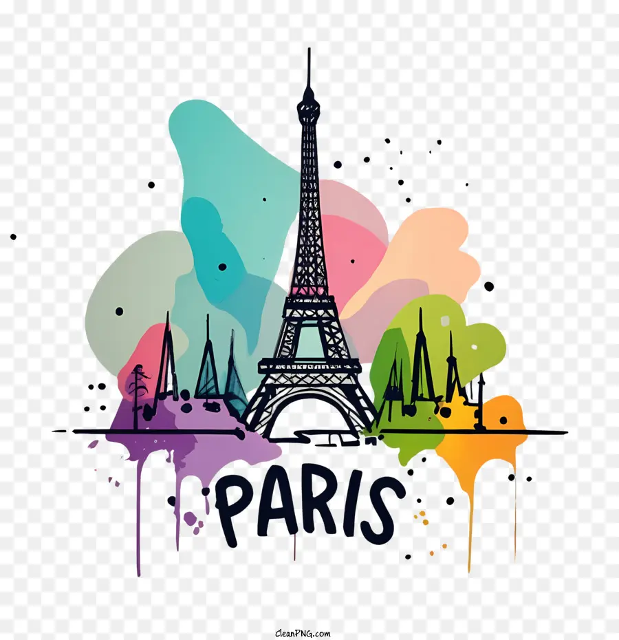 Paris，Torre Eiffel Com Texto De Paris PNG