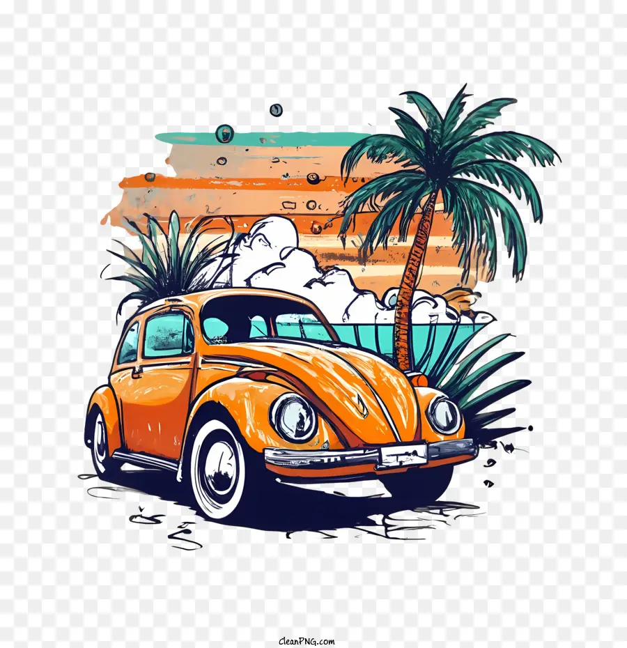 Volkswagen Beetle，Vintage PNG