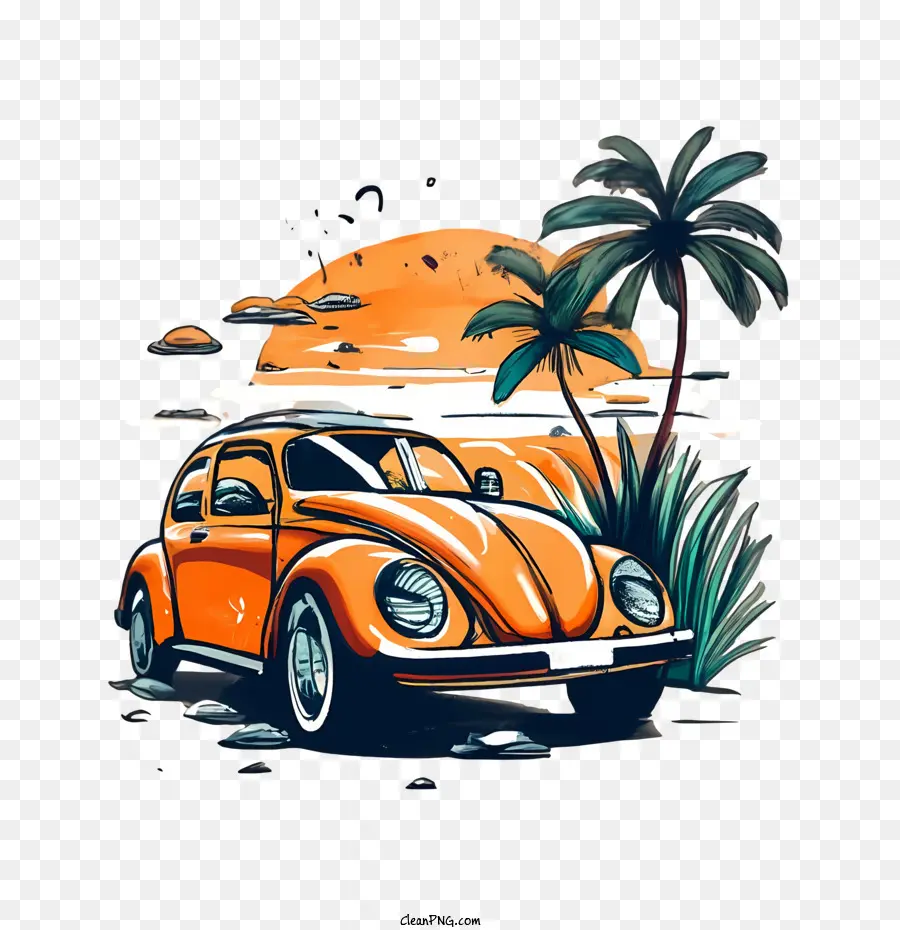Volkswagen Beetle，Laranja Carro PNG