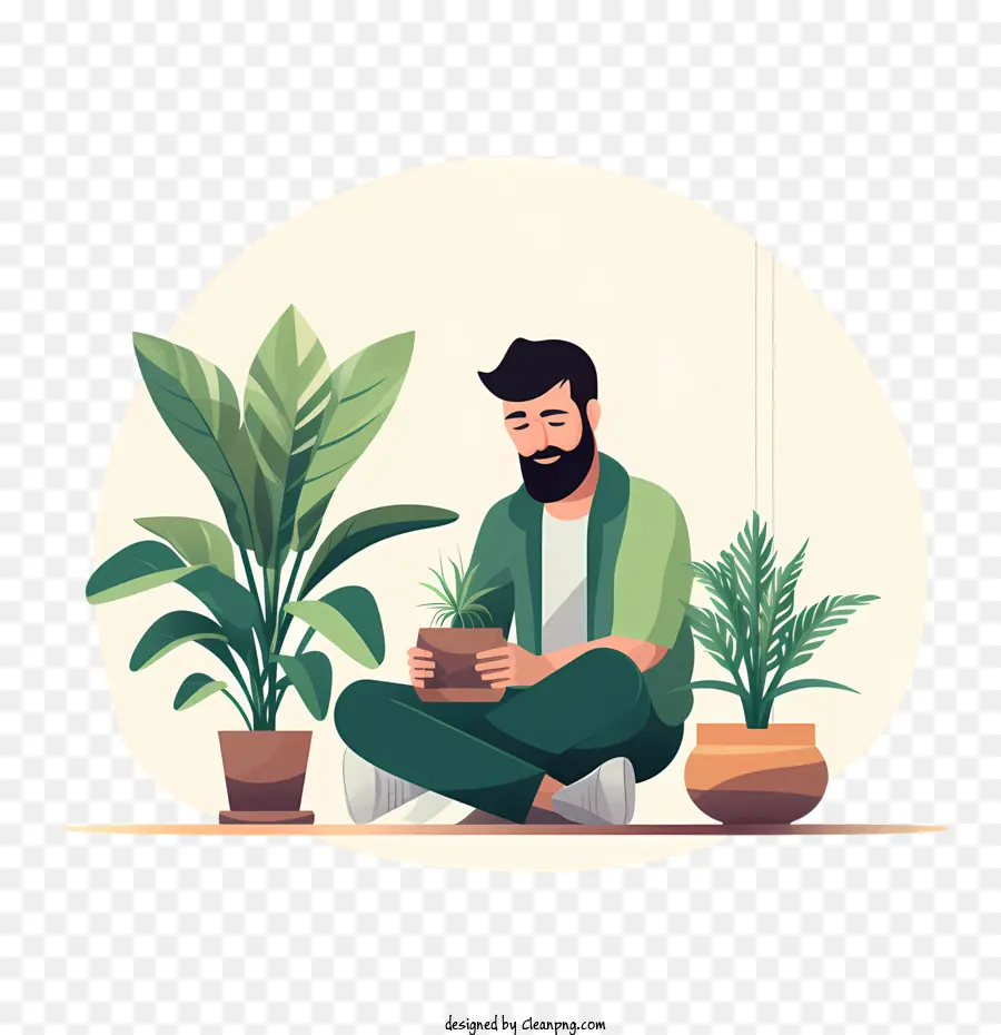 Dia De Valorização Das Plantas De Casa，Homem Com Plantas PNG