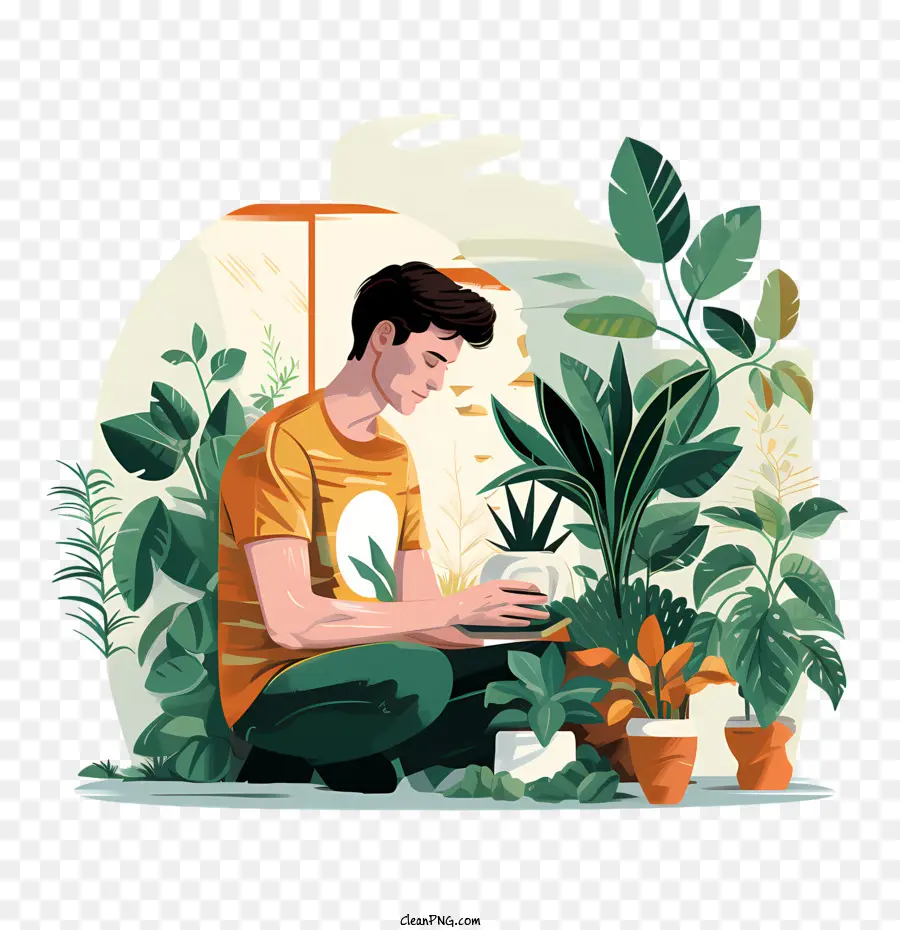 Dia De Valorização Das Plantas De Casa，Homem Com Plantas PNG