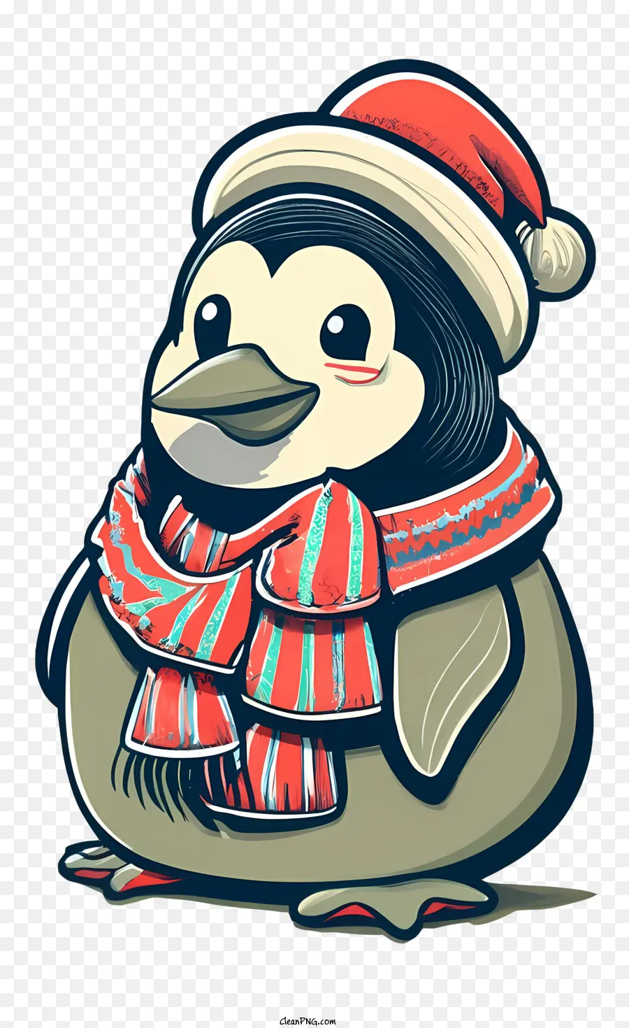 Pinguim Fofo，Pinguim Com Chapéu De Papai Noel PNG