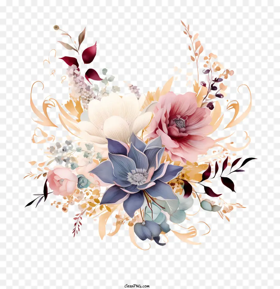 Design De Convite Floral De Casamento，Buquê Floral PNG