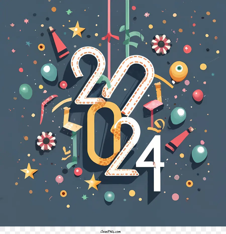 2024 Feliz Ano Novo，Ano Novo PNG
