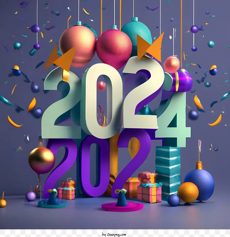 2024 Feliz Ano Novo，Feliz Aniversário 2023 PNG