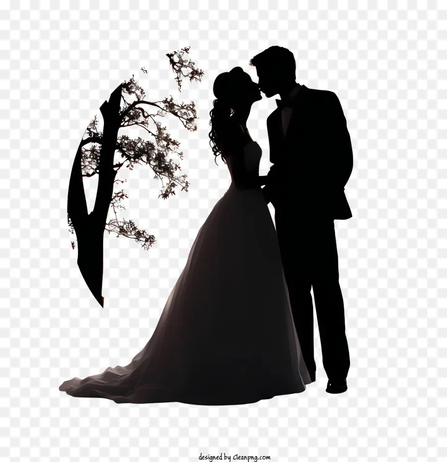 Silhueta De Casal De Noivos，Casamento PNG