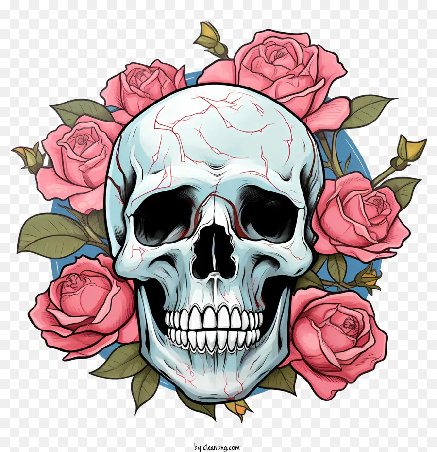 Caveira Rosa，Caveira Com Rosas PNG