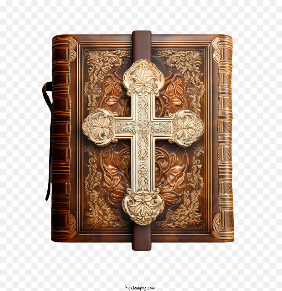 Bíblia Com Cruz，Livro De Couro PNG