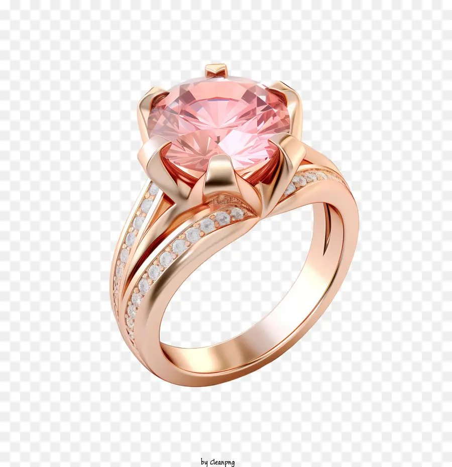 Anel De Diamante，Anel De Pedra Preciosa Rosa PNG