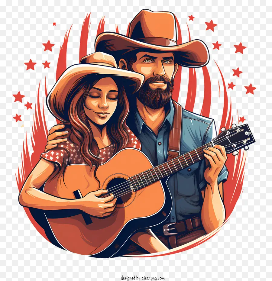 Dia Internacional Da Música Country，Casal Com Guitarra PNG