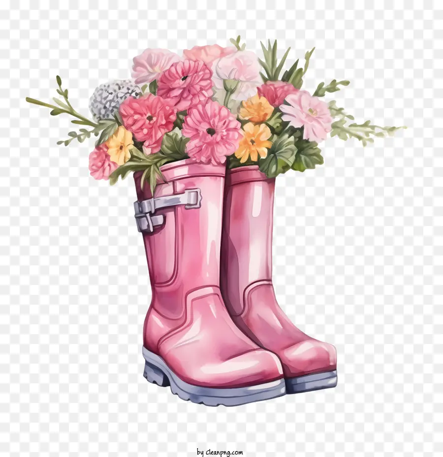 Botas De Borracha，Cor De Rosa PNG