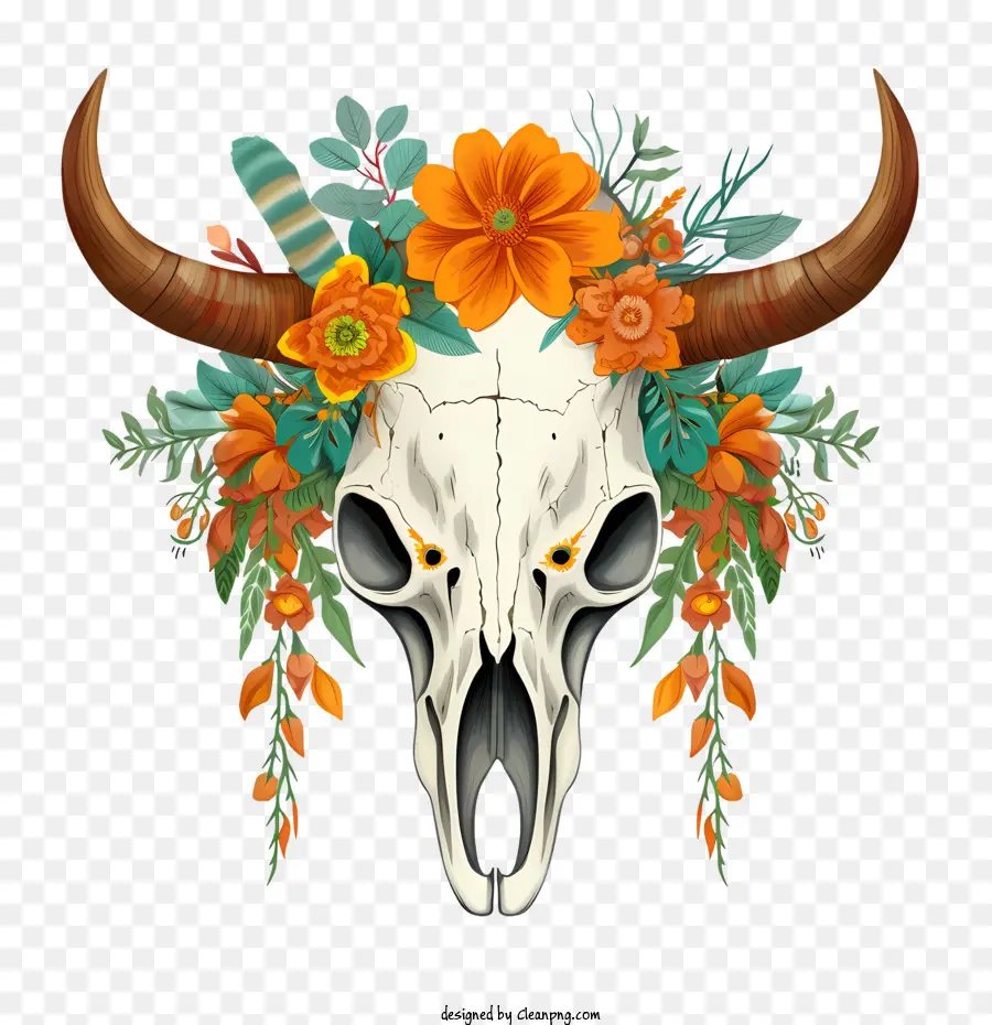 Crânio De Touro，Caveira Com Flores PNG