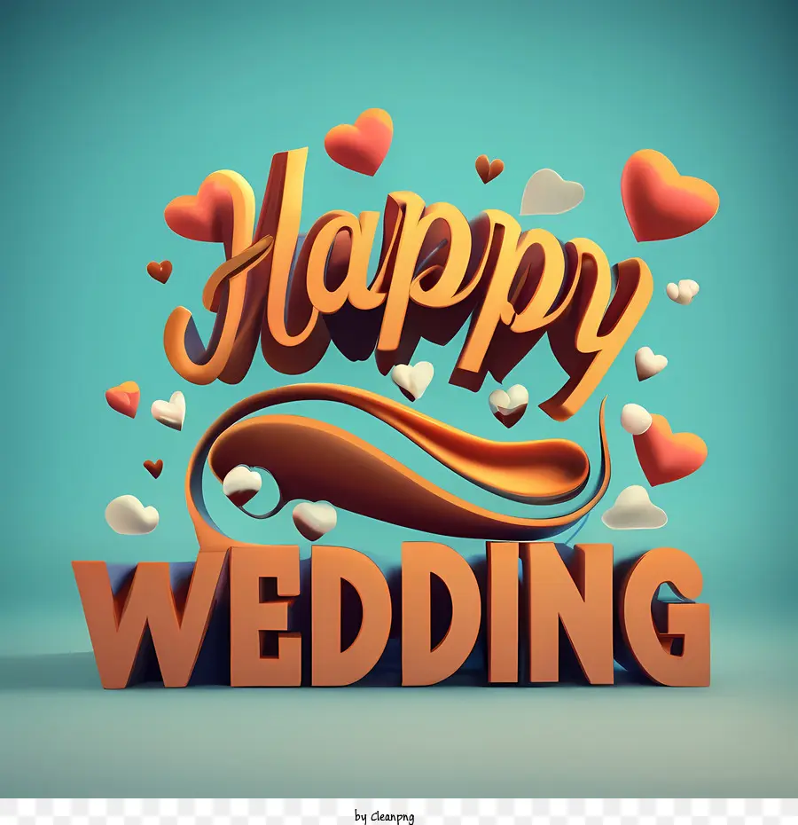 Casamento Feliz，O Texto 3d PNG