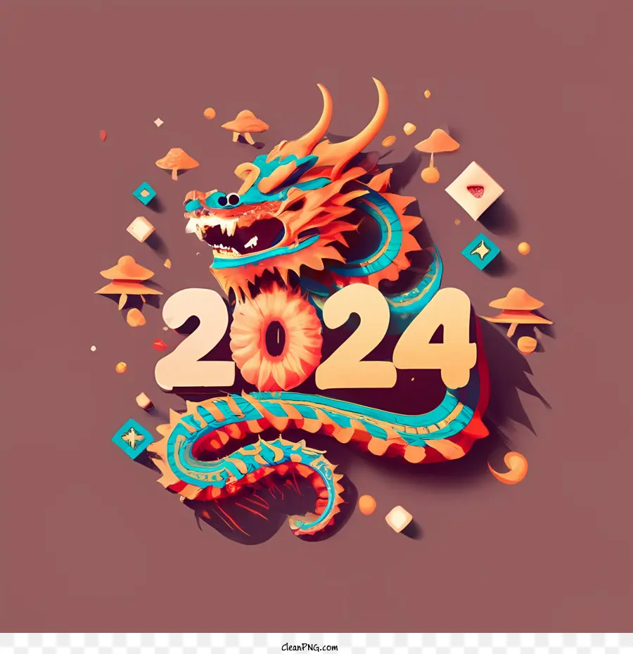 2024 Feliz Ano Novo，Dragão 2024 PNG