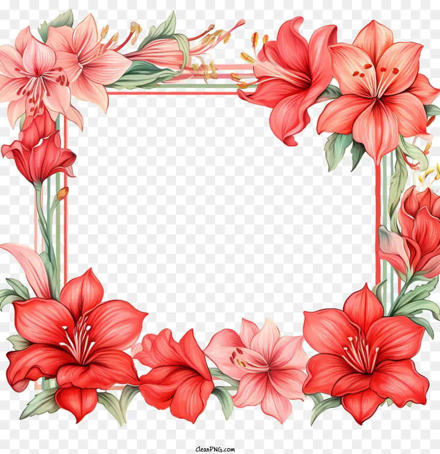 Amaryllis Flor，Flower Frame PNG