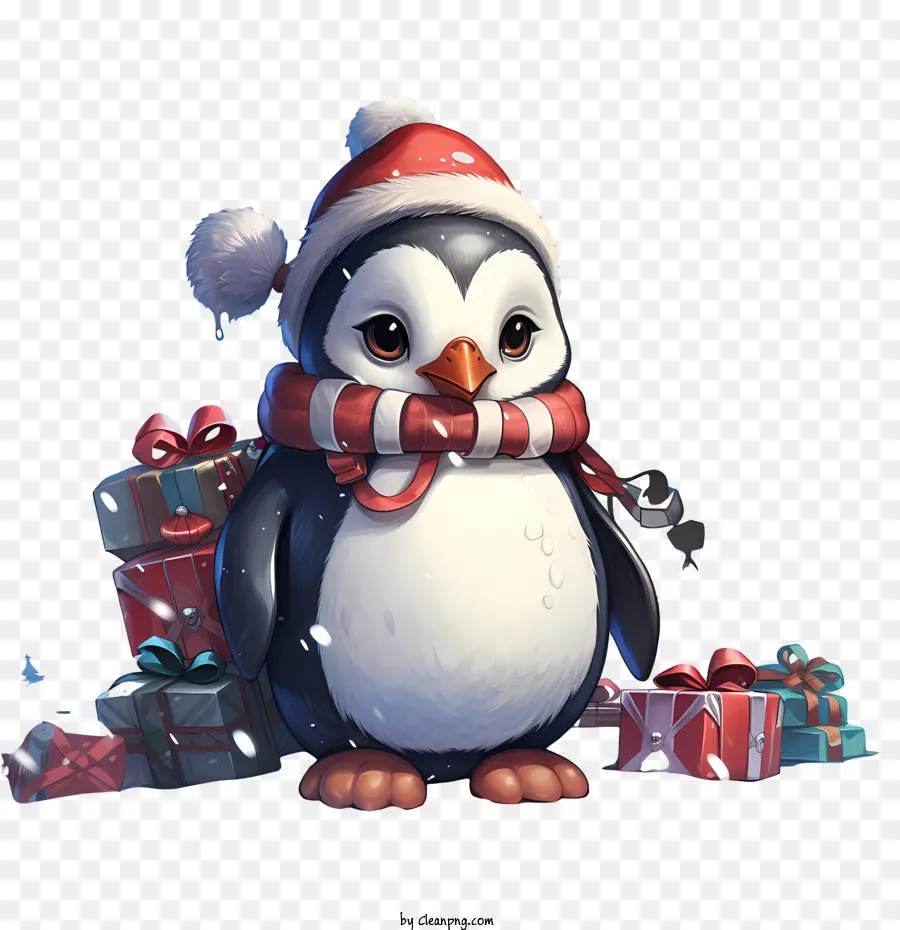 Pinguim De Natal，Pinguim Com Presentes PNG