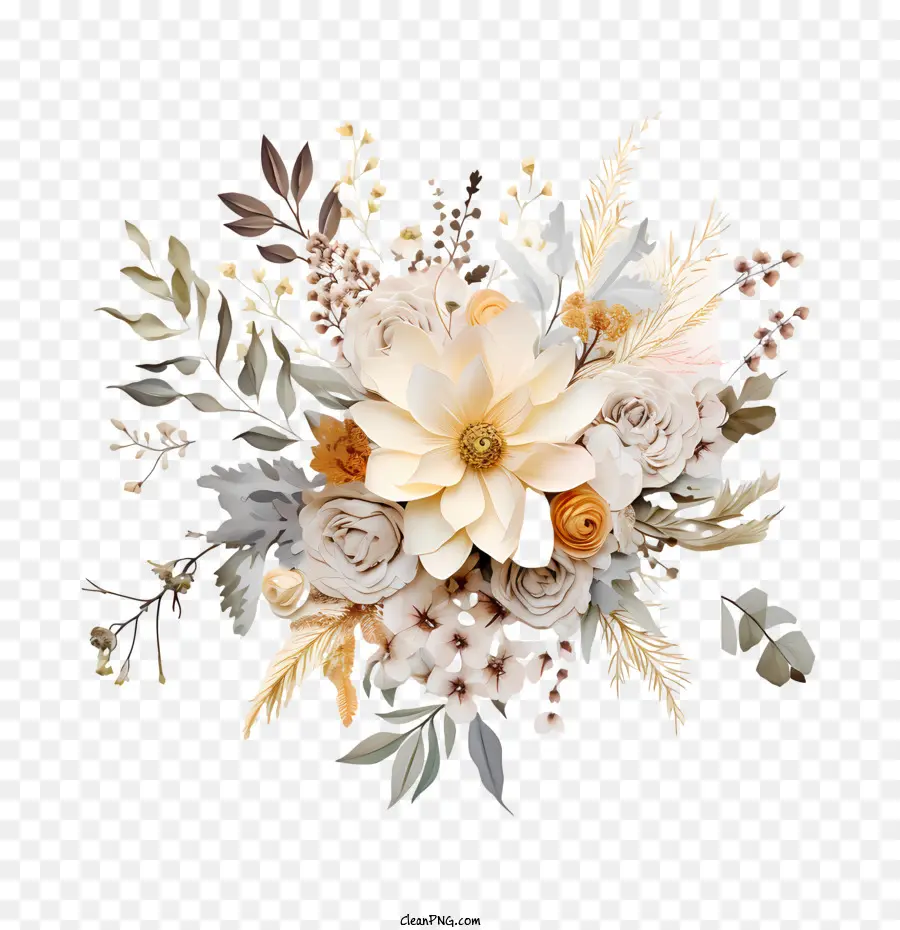 Arte Floral De Casamento，Branco PNG