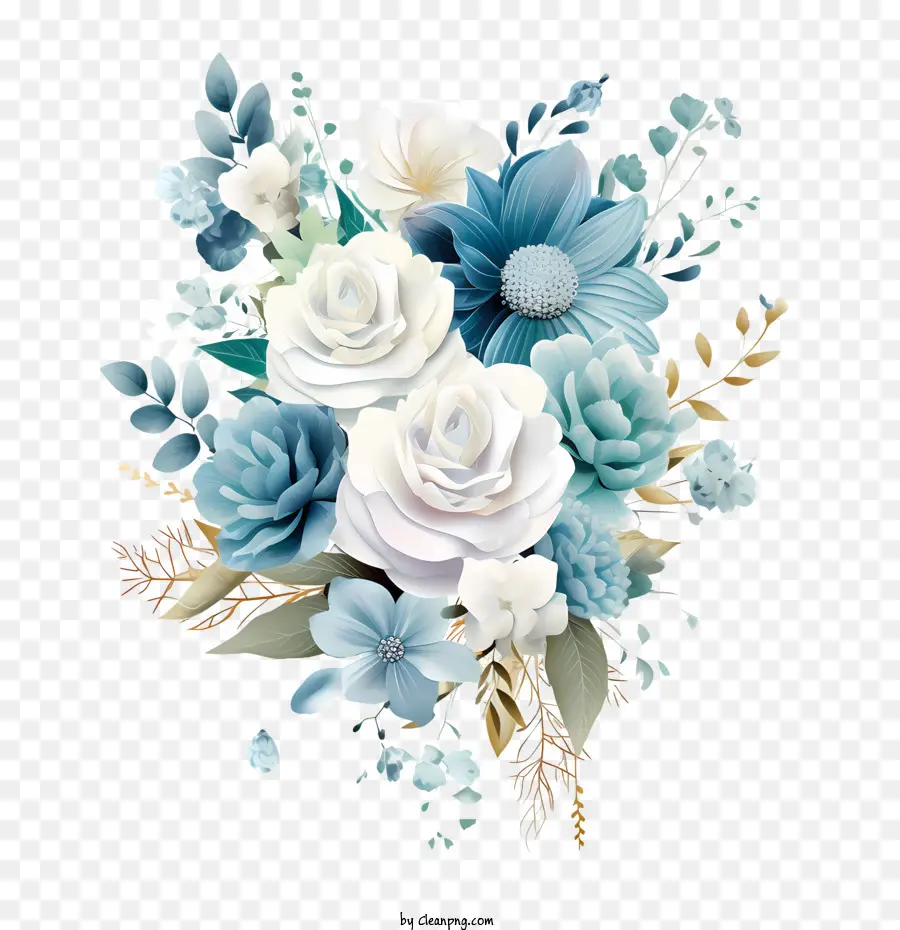 Arte Floral De Casamento，Azul PNG