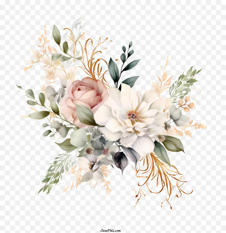 Arte Floral De Casamento，Branco PNG