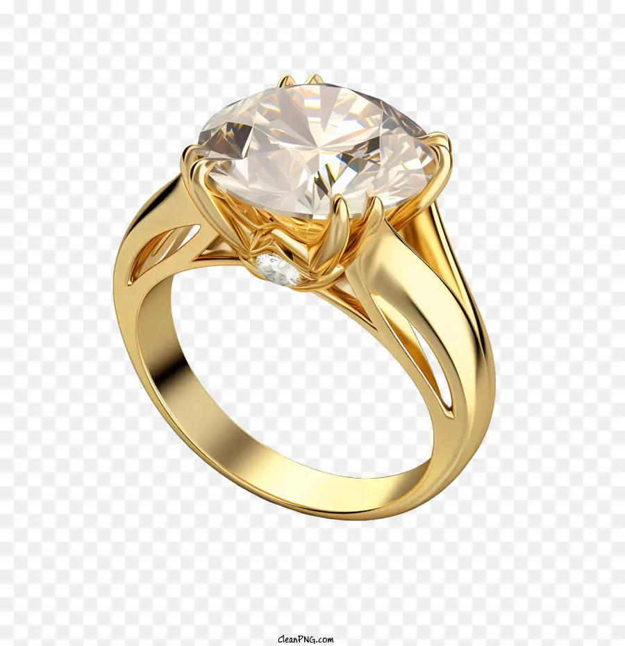 Anel De Diamante，Anel Gema Amarelo PNG