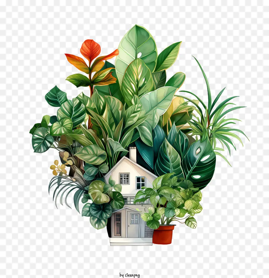 Dia De Valorização Das Plantas De Casa，Casa Com Plantas PNG