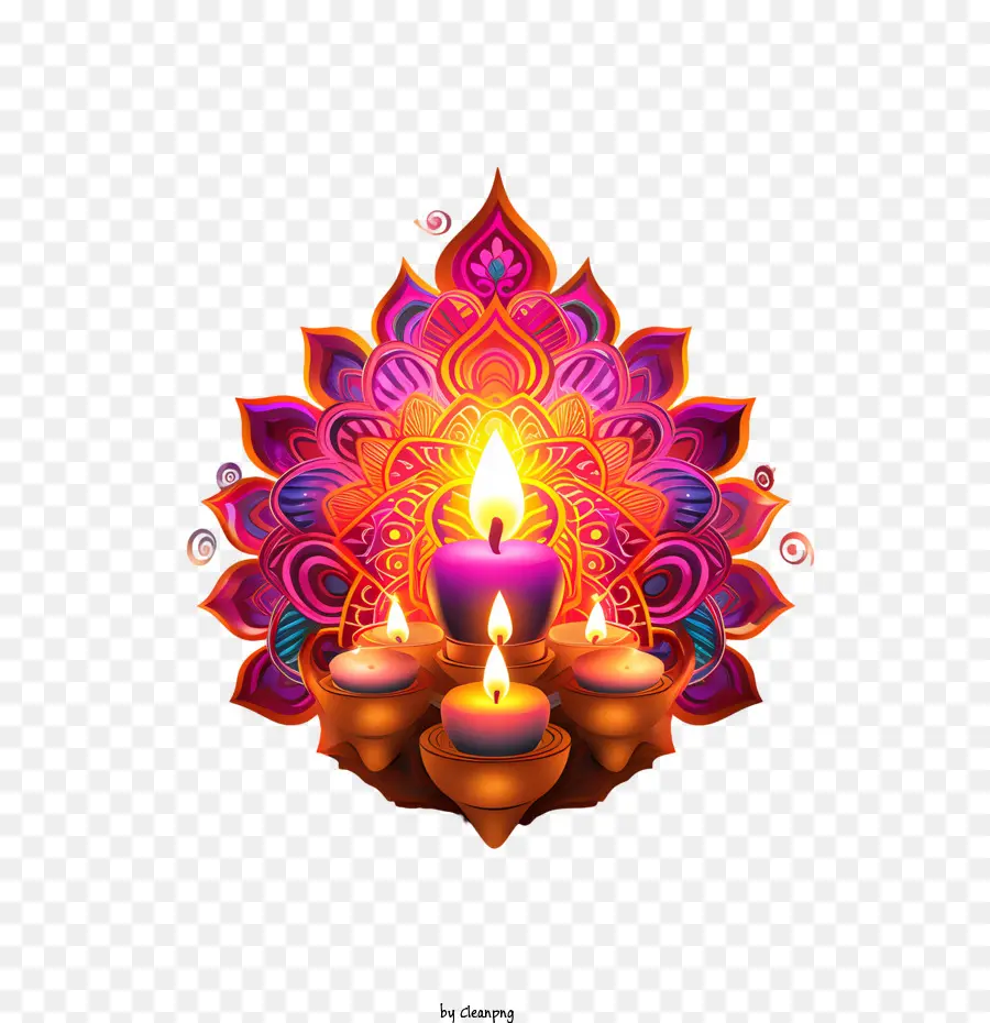 Lâmpada De Diwali，Floral PNG