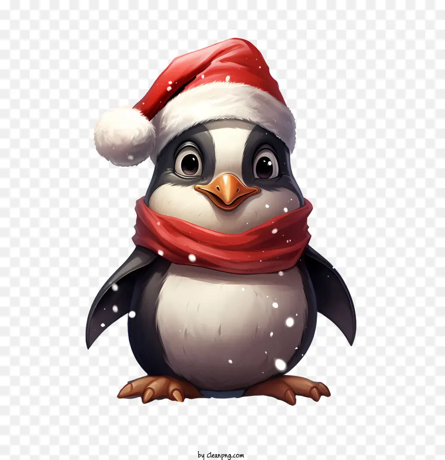 Pinguim De Natal，Pinguim Com Chapéu De Papai Noel PNG