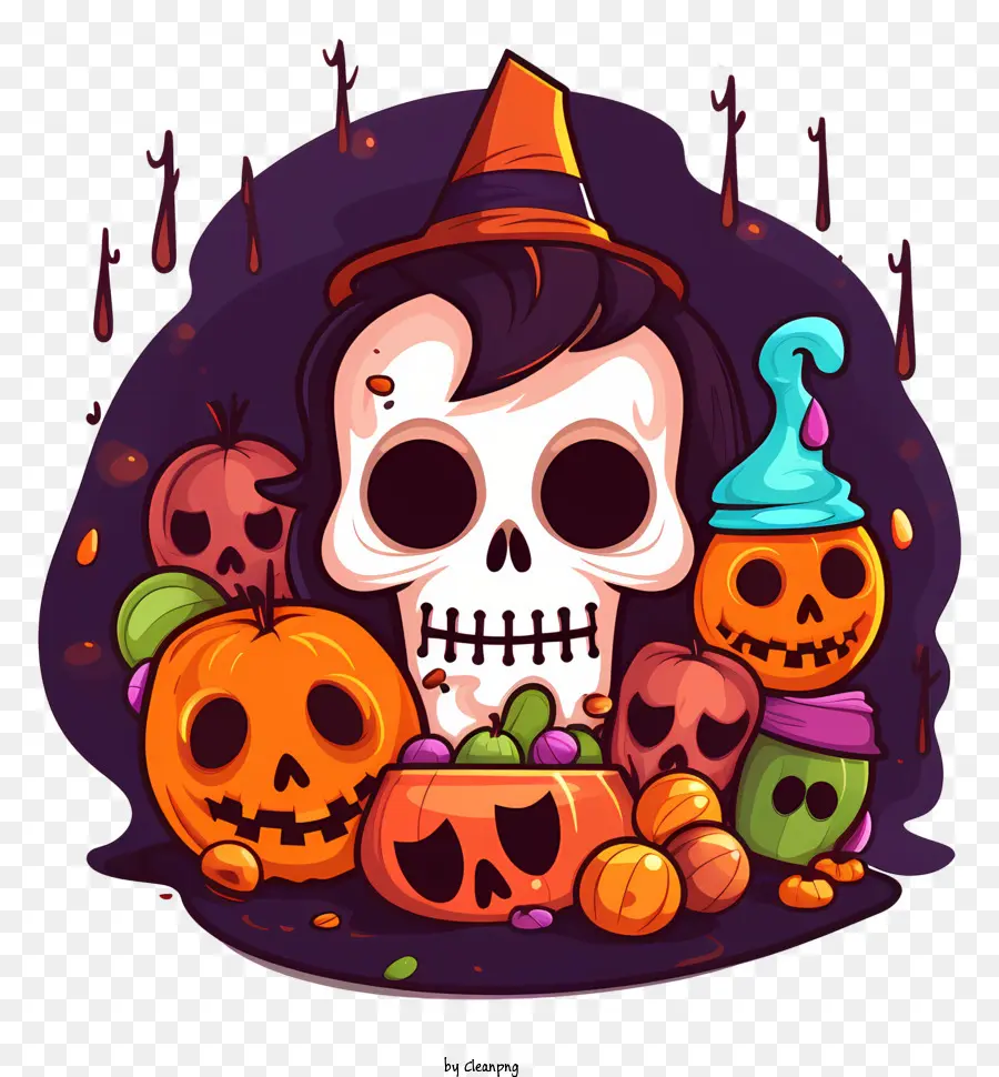 Halloween Ilustração，Crânio PNG