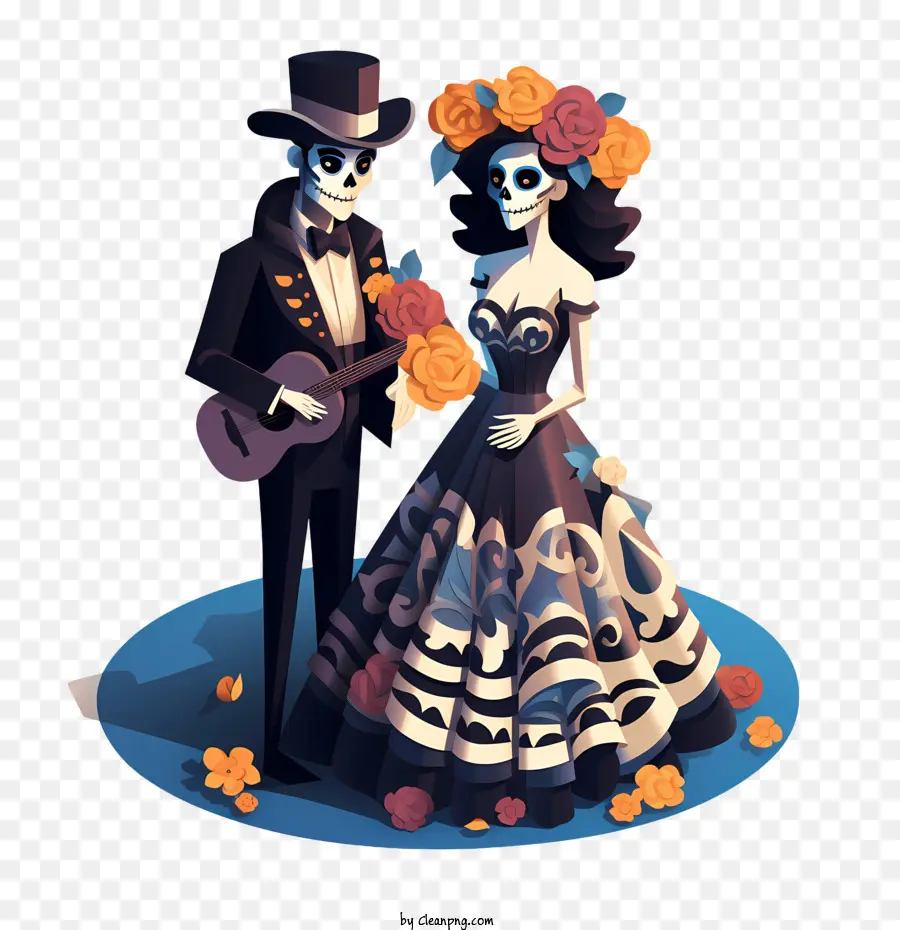 Dia Dos Mortos，Casal Esqueleto PNG