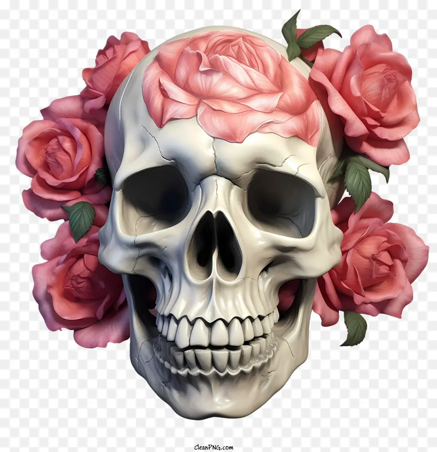 Caveira Rosa，Caveira Com Rosas PNG