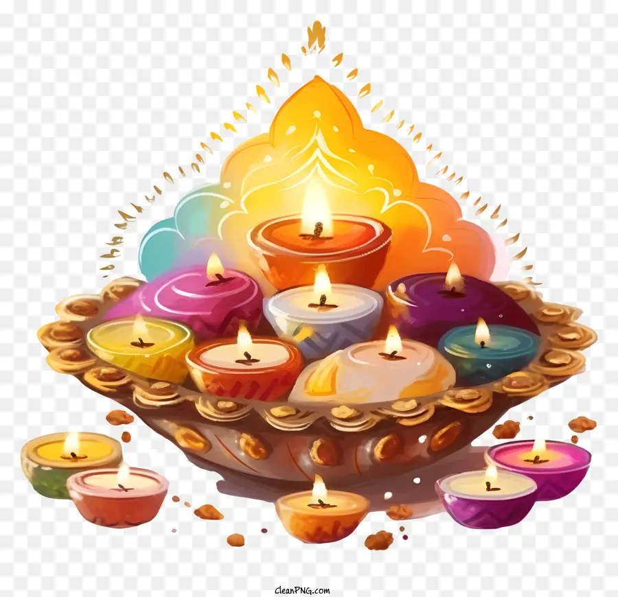 Velas De Diwali，Velas Coloridas PNG