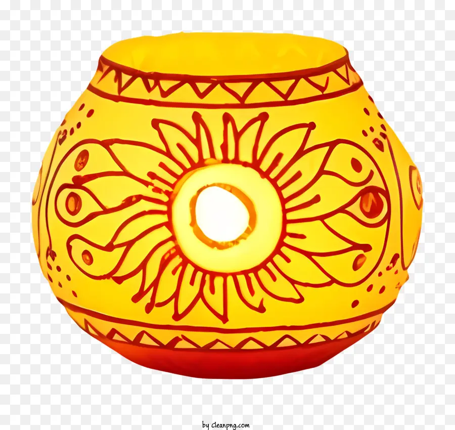 Amarelo Vaso，Motivo Solar Estilizado PNG