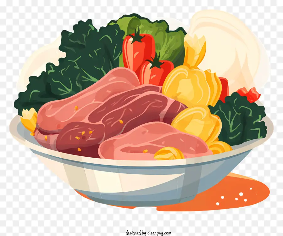 Tigela De Legumes，Vegetais E Carne Misturados PNG