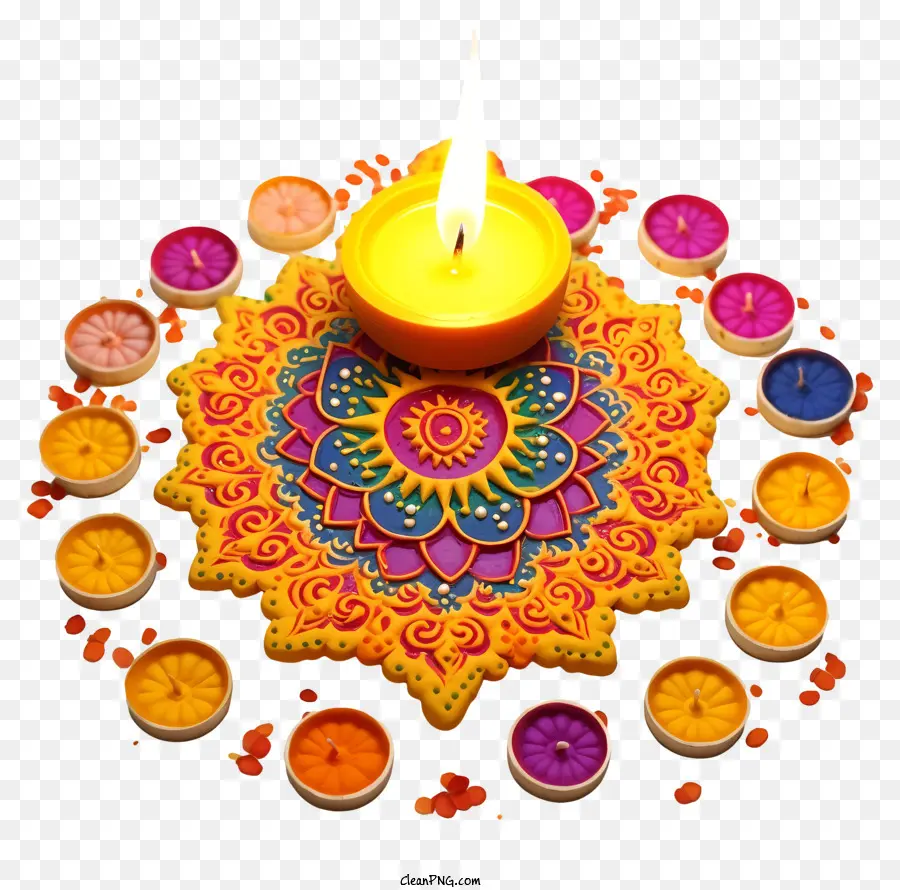 Velas De Lótus，Decorações Brilhantes PNG