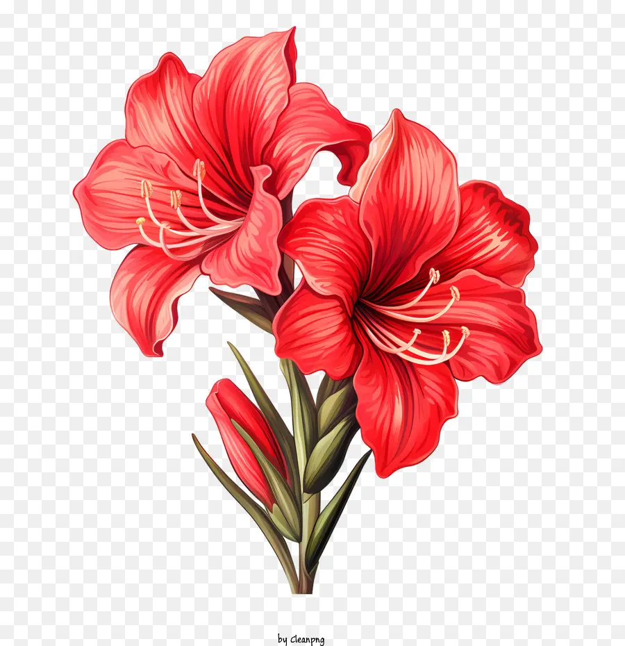 Amaryllis Flor，Flor Vermelha PNG
