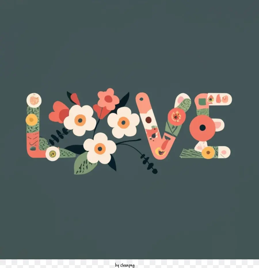 Amor Palavra De Arte，Flores PNG