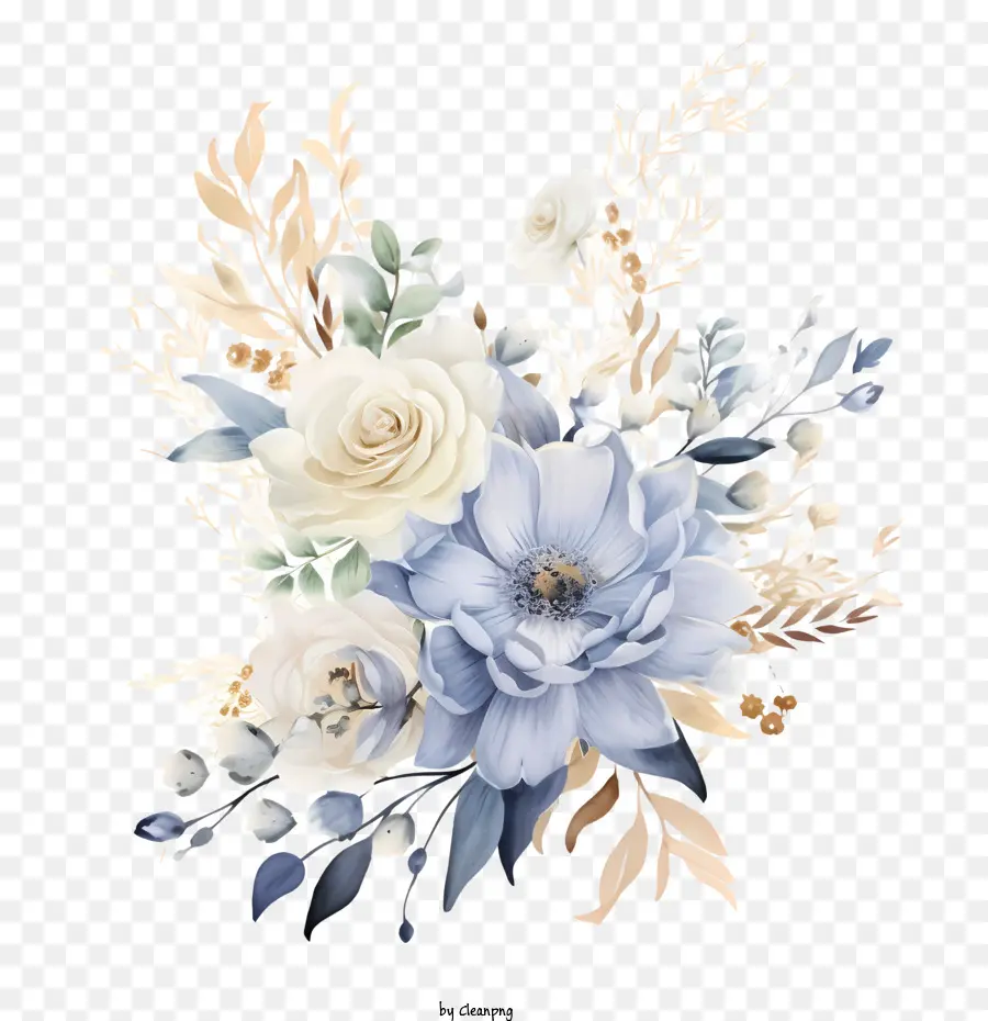Design De Convite Floral De Casamento，Azul PNG