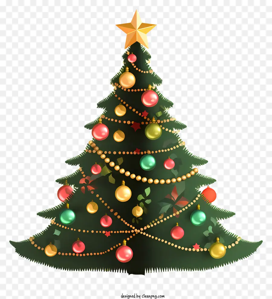 árvore De Natal Verde，Ornamentos Multicoloridos PNG