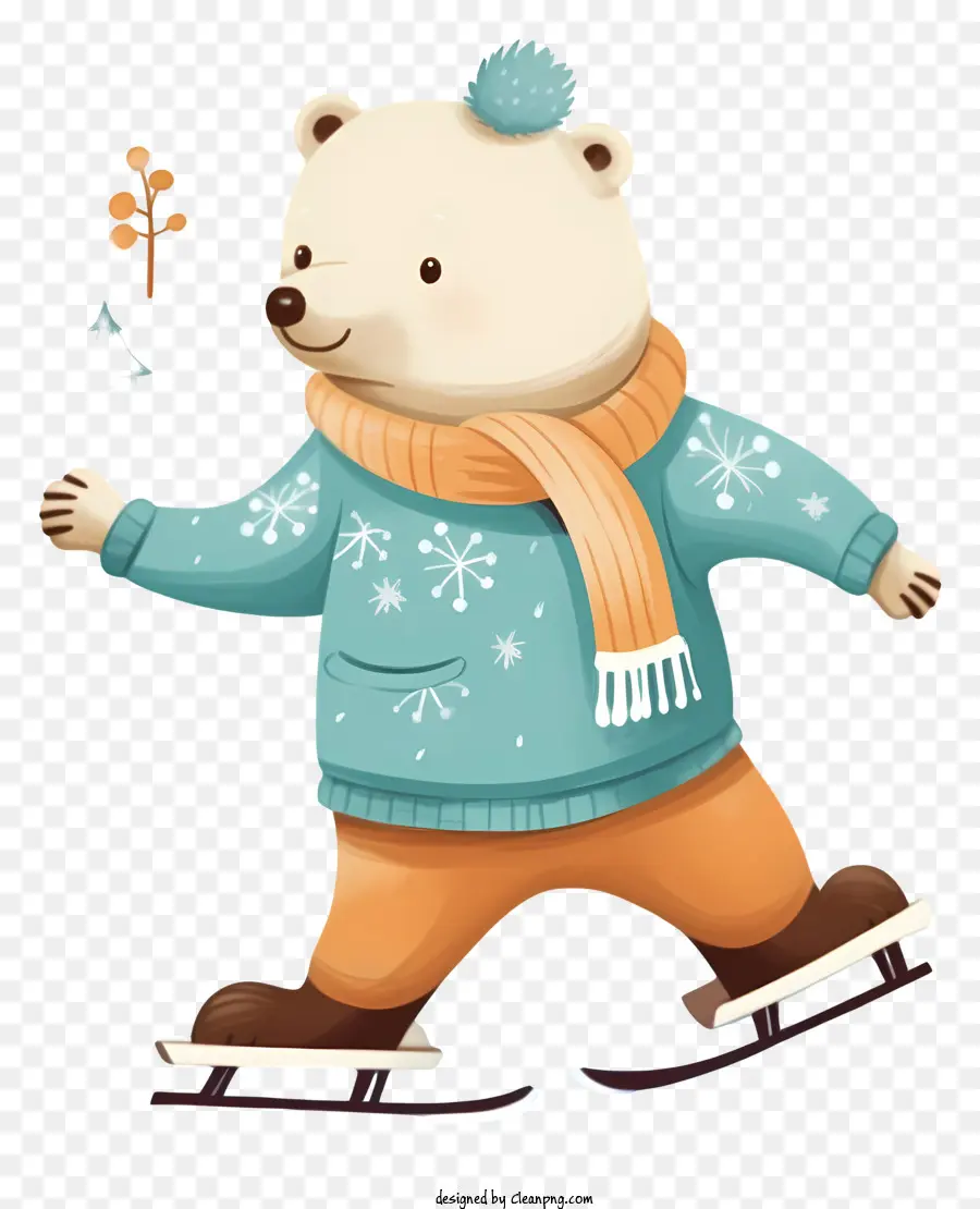 Urso Polar，Suéter Azul E Marrom PNG