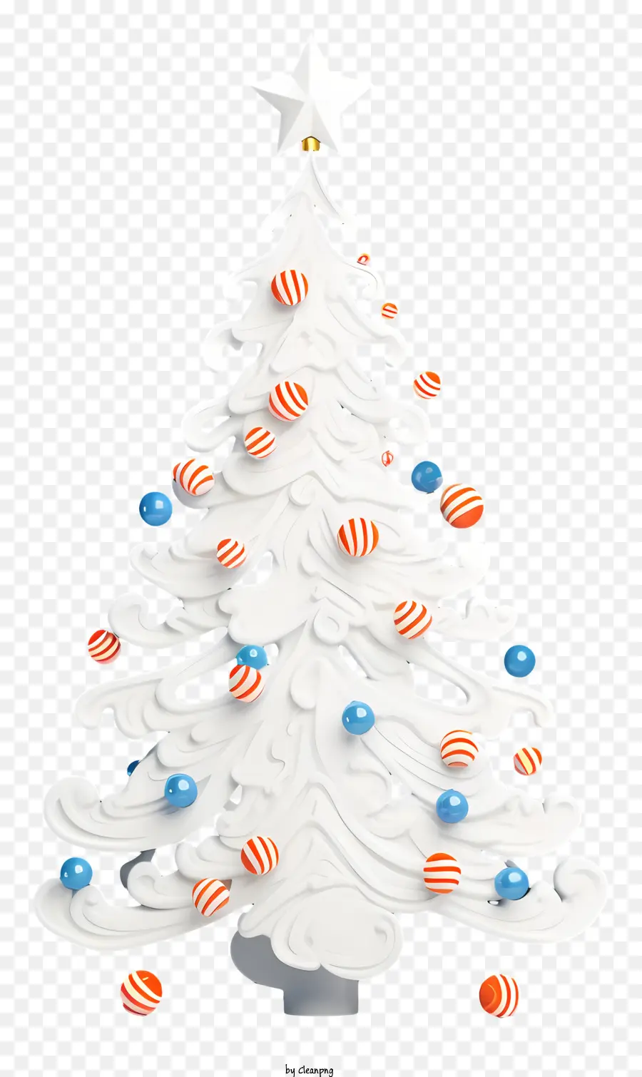 Branco árvore De Natal，Vermelho Ornamentos PNG