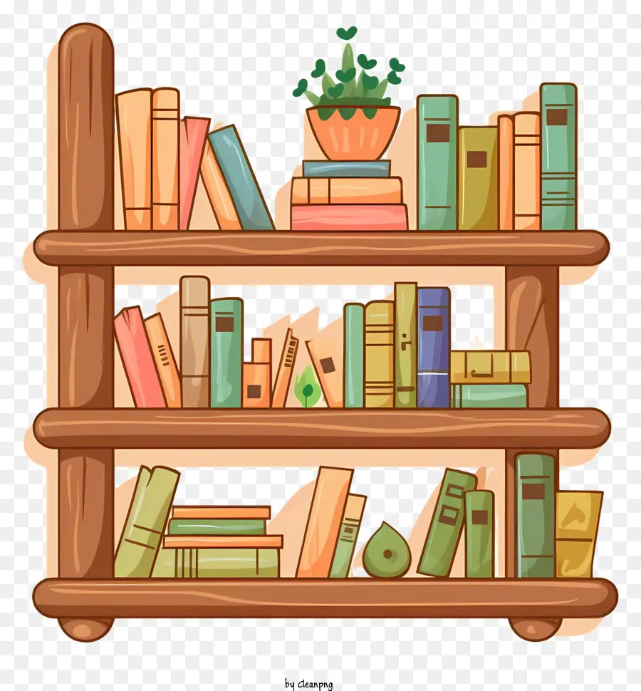 Bookshelf，Prateleira De Madeira PNG