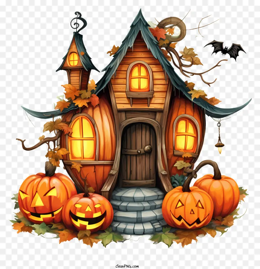 Dia Das Bruxas，Linda Casa De Halloween PNG